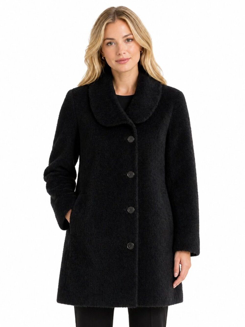 Eileen Fisher Black Alpaca Wool Coat NWOT